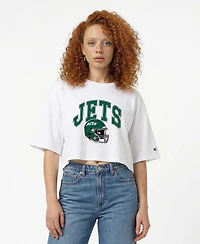 Champion Women's New York Jets Boyfriend Cropped Graphic T-Shirt
