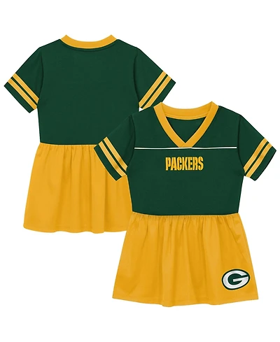 Outerstuff Toddler Green Bay Packers Stadium Lights V-Neck Fashion Football Jersey Dress