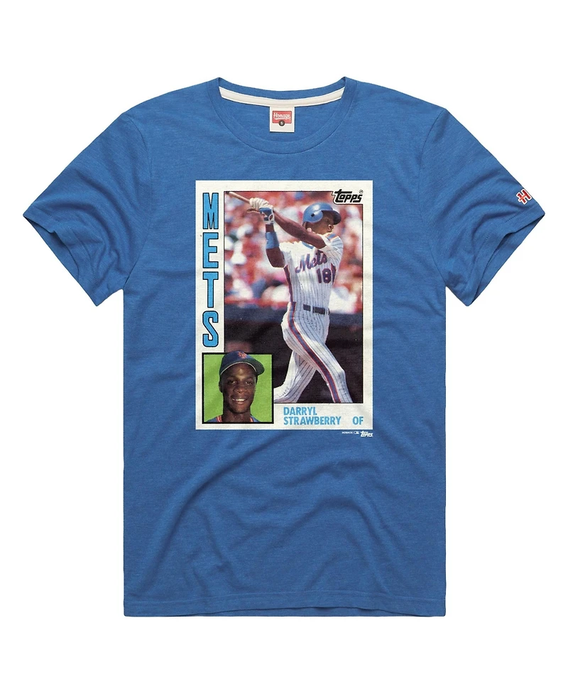 Homage Men's New York Mets Darryl Strawberry Crewneck Tri-Blend Relaxed-Fit T-Shirt