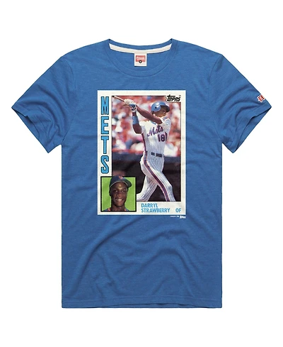 Homage Men's New York Mets Darryl Strawberry Crewneck Tri-Blend Relaxed-Fit T-Shirt