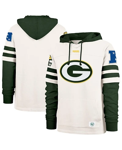 '47 Brand Men's Cream Green Bay Packers Split Zone Cornerback Duo Lacer Hoodie