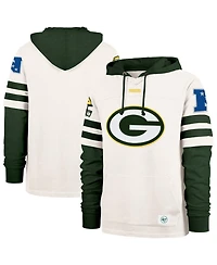 '47 Brand Men's Cream Green Bay Packers Split Zone Cornerback Duo Lacer Hoodie