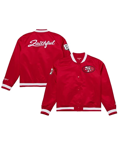 Mitchell & Ness Women's Scarlet San Francisco 49ers 80th Anniversary Satin Full-Snap Jacket