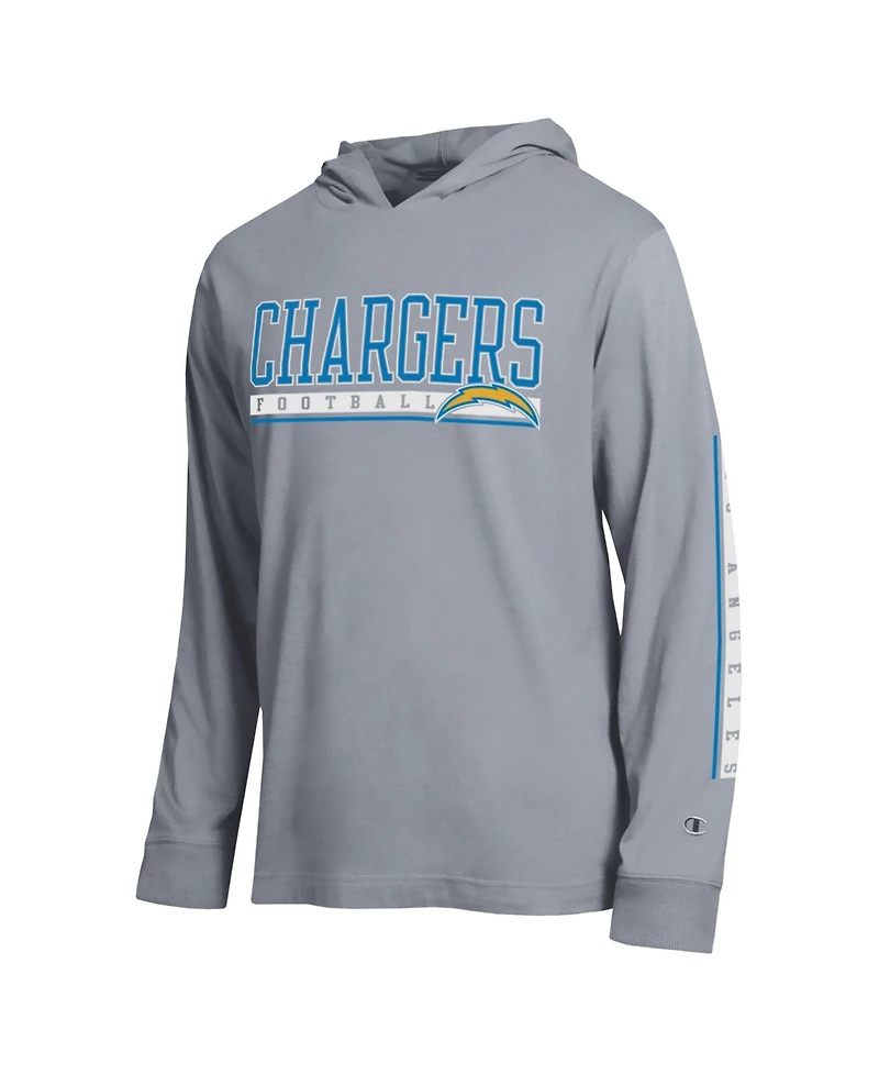 Champion Men's Heather Gray Los Angeles Chargers All Star Hooded T-Shirt