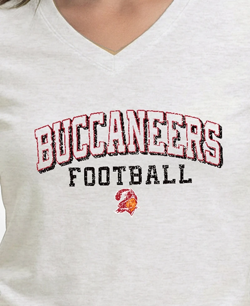 Champion Women's Tampa Bay Buccaneers Triumph Tri-Blend V-Neck Distressed Screen Print T-Shirt