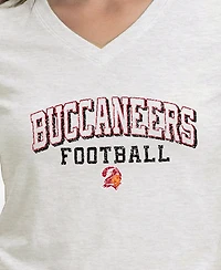 Champion Women's Tampa Bay Buccaneers Triumph Tri-Blend V-Neck Distressed Screen Print T-Shirt