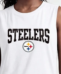 Champion Women's Pittsburgh Steelers Distressed Crewneck Cotton-Blend Tank Top