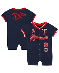 Outerstuff Baby Boys and Girls Navy Minnesota Twins Pinch Coverall Shorts