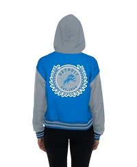 New Era Women's Blue Detroit Lions Throwback Full-Snap Hooded Jacket