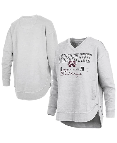 Pressbox Women's Mississippi State Bulldogs Marcus East Hall Poncho Graphic Fleece-Lined V-Neck Sweatshirt