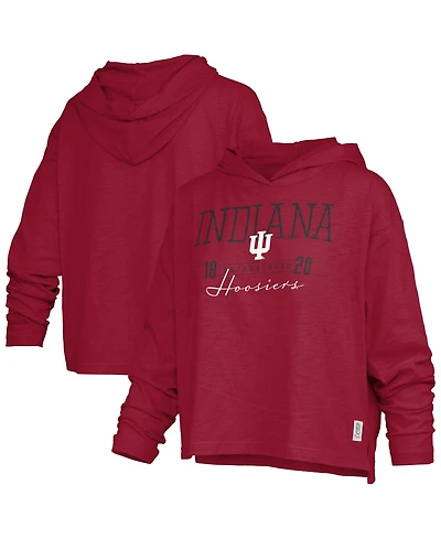 Pressbox Women's Castillo Indiana Hoosiers Slub Long-Sleeve Hooded T-Shirt