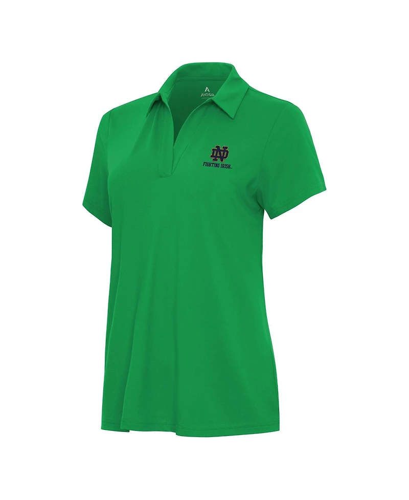 Antigua Women's Green Notre Dame Fighting Irish Logo Wordmark Era Polo Shirt