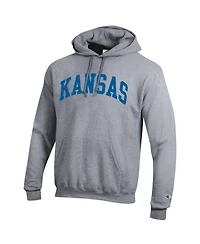 Champion Men's Heather Gray Kansas Jayhawks Basic Arch Fleece Pullover Hoodie