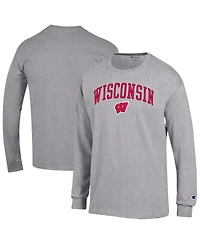 Champion Men's Wisconsin Badgers Long-Sleeve Crew Neck T-Shirt