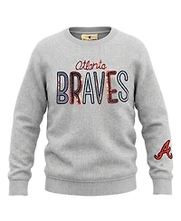 Soft As A Grape Big Girls Heather Gray Atlanta Braves Nantucket Sequin Fleece Crewneck Sweatshirt