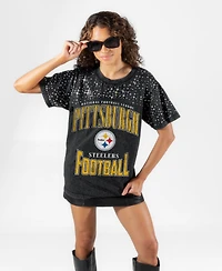 Gameday Couture Women's Pittsburgh Steelers the Zone Screen-Printed Micro Rhinestone T-Shirt