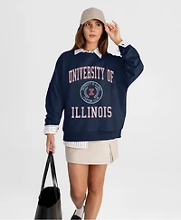 Gameday Couture Women's Illinois Fighting Illini Prime Play Oversized Crewneck Graphic Sweatshirt
