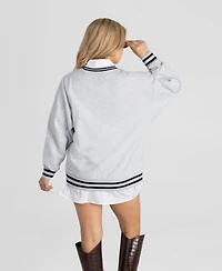 Gameday Couture Women's Buffalo Bills Oversized Easy Energy Ringer Stripe Sweatshirt