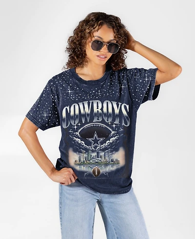 Gameday Couture Women's Dallas Cowboys Sky's the Limit Washed Micro Rhinestone T-Shirt