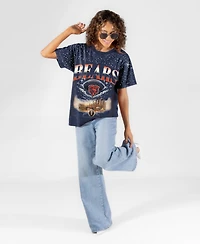 Gameday Couture Women's Chicago Bears Sky's the Limit Washed Micro Rhinestone Screen-Printed Garment-Washed T-Shirt