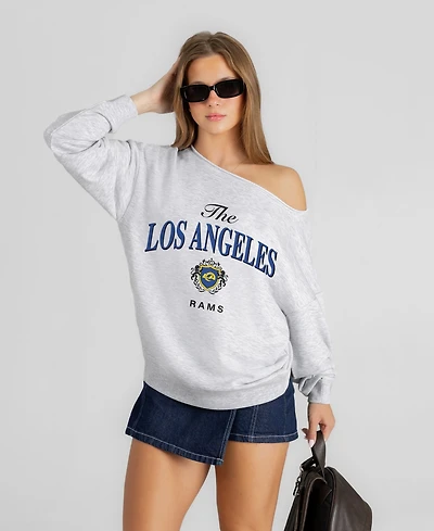 Gameday Couture Women's Los Angeles Rams Offsides Energy Pullover Off-Shoulder Sweatshirt