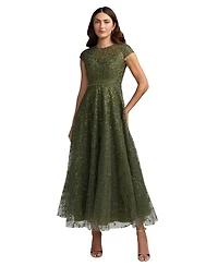 Mac Duggal Women's Embellished High Neck Cap Sleeve A Line Dress