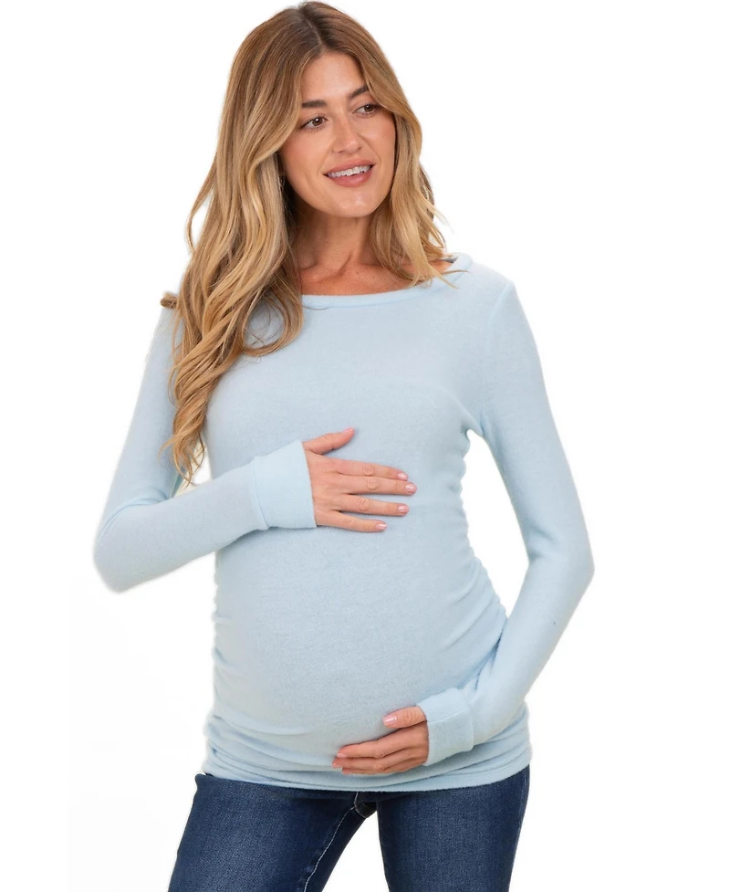Pinkblush Maternity Heather Grey Soft Knit Ruched Top