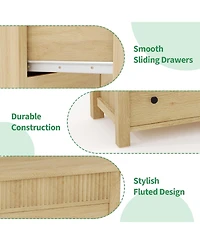 homfan 7-Drawer Dresser for Bedroom Wooden Chest of Drawers, Fluted Tv Stand, Storage Organizer for Living Room, Hallway or Entryway