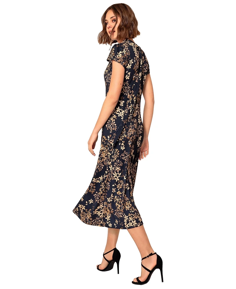 Alie Street London Women's Choker Keyhole Midi Dress Floral Skirt