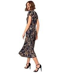 Alie Street London Women's Choker Keyhole Midi Dress Floral Skirt