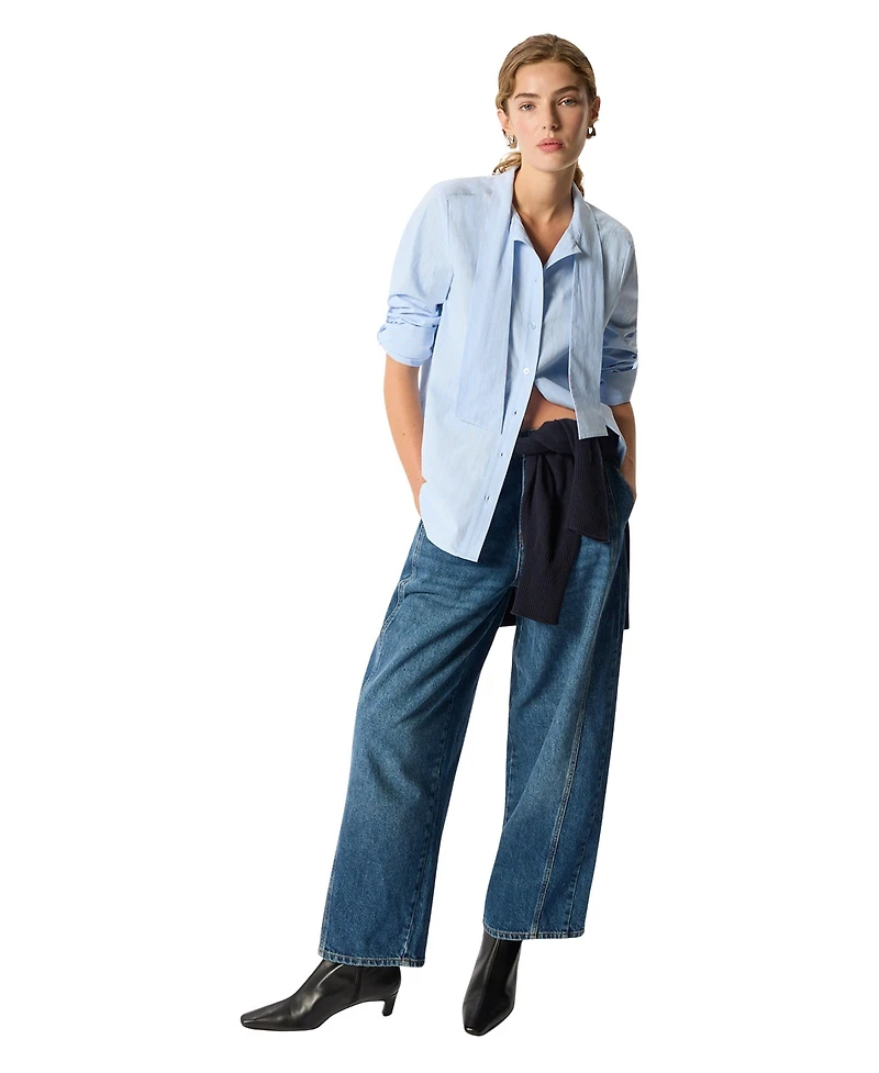 Whistles Women's Cotton Scarf Detail Button Down Shirt