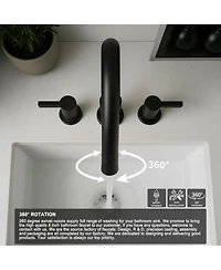 Phying 8 Inch Widespread Bathroom Faucet 2 Handle 3 Hole Vanity Sink Tap with 360 Degree Rotatable Pull-Down Sprayer Modern Bathroom Faucet