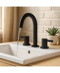 Phying Widespread Bathroom Faucet 8 Inch 2 Handle 3 Hole Vanity Sink Faucet with 360 Degree Rotatable Spout Pop Up Drain Durable Bathroom