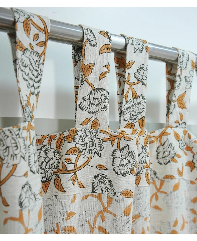 Fabdivine Mrignayani Artisan Block Print Floral Curtains