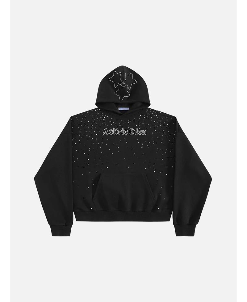 Aelfric Eden Men's Boxy Rhinestone Star Pullover Hoodie