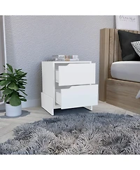 Flynama 2-Drawer Nightstand with Open Shelf, Modern End Table with Storage Cabinet for Bedroom