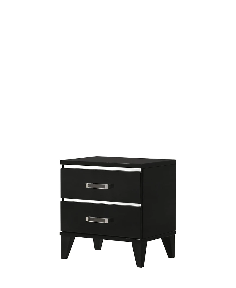Flynama Nightstand with 2 Drawers and Wooden Tapered Legs