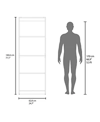 Fm Furniture Bear Flat Bookcase with Open Storage and 4 Shelves