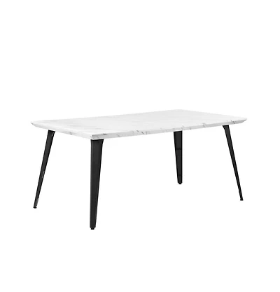 HomeRoots 63" Faux Marble and Metal Dining Table