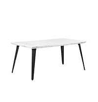 HomeRoots 63" Faux Marble and Metal Dining Table