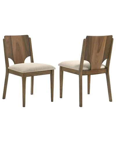 Flynama Set of 2 Dining Side Chairs, Wood Frame Chairs with Wedge Cutout Back