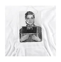 Elvis Men's Army Mug Shot Graphic Kangaroo-Pocket Cotton-Polyester Blend Pullover Hoodie