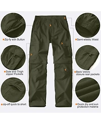 Piscifun Mens Convertible Zip Off Hiking Cargo Pants Quick Dry Upf 50 Water Resistant Outdoor