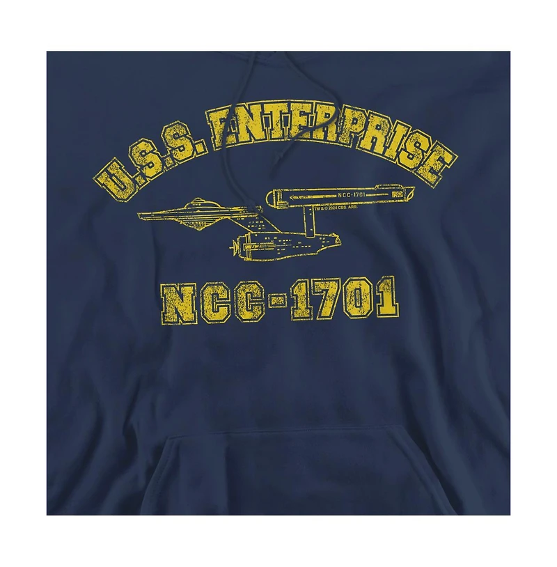 Star Trek Men's Enterprise Graphic Kangaroo-Pocket Hoodie