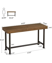 Tribesigns 63" Solid Wood Bar Table Counter height pub table with metal legs Breakfast bar unit for kitchen, living room, bistro Easy assembly