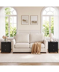 Gymax 2 Piece Nightstand with Drawers Bedside Table Floor Standing Sofa Side