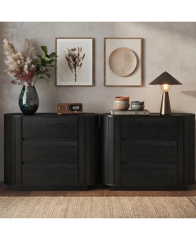 Tribesigns Oversized Nightstand with 3 Drawers Set of 2