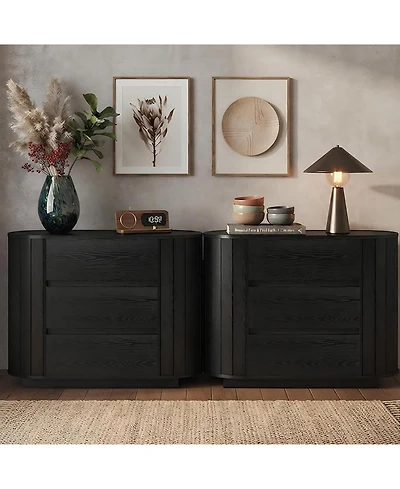 Tribesigns Oversized Nightstand with 3 Drawers Set of 2