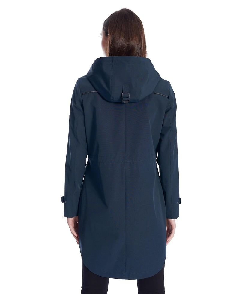 Women'S Plus Rain - Weather Resistant Raincoat With Drawstring Hood