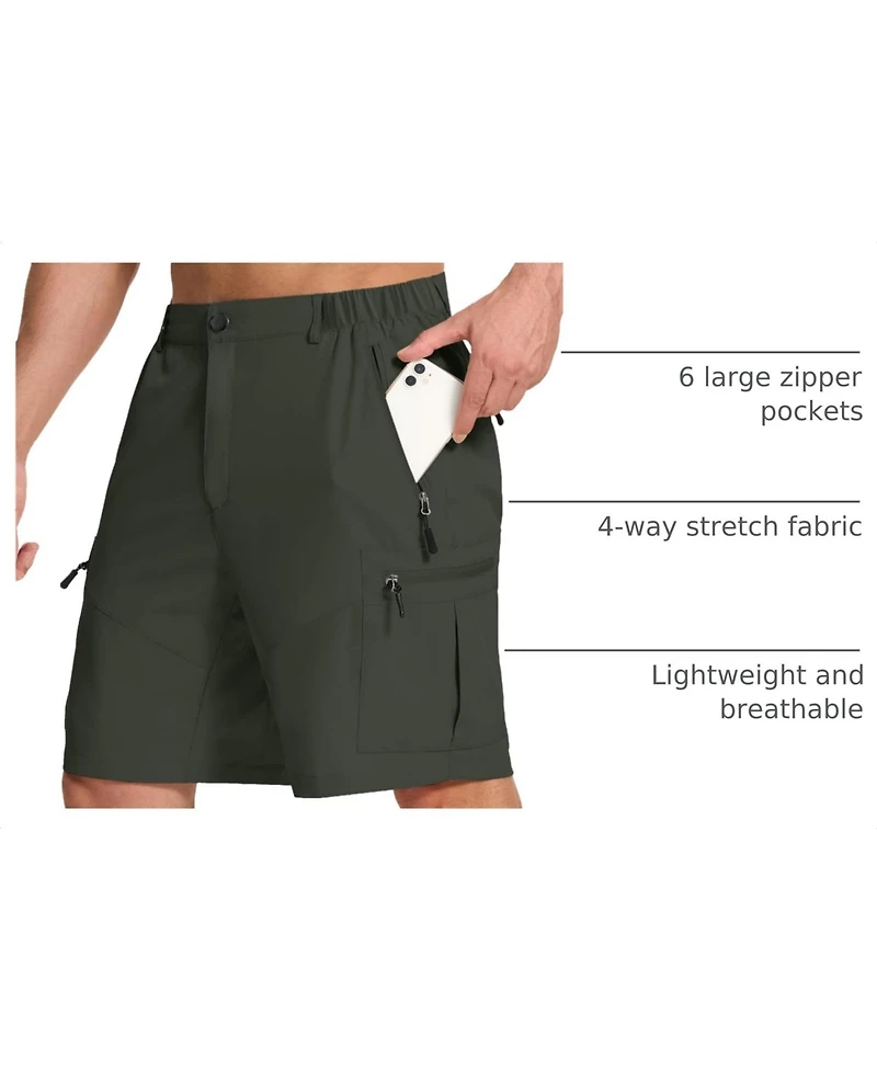 Piscifun Mens Hiking Cargo Shorts 6 Zipper Pockets Quick Dry Lightweight Upf 50 Water Resistant Golf Fishing Casual Wear